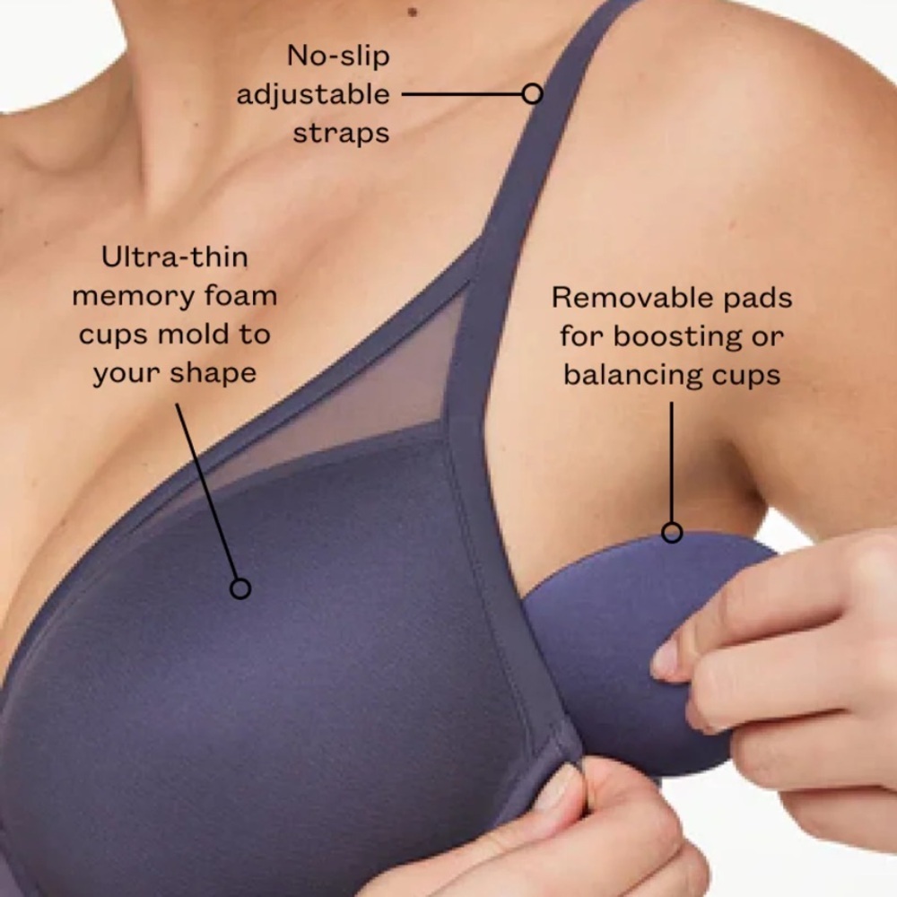 Thirdlove 24/7 Classic Uplift black Plunge Bra with mesh - Picture 4 of 15